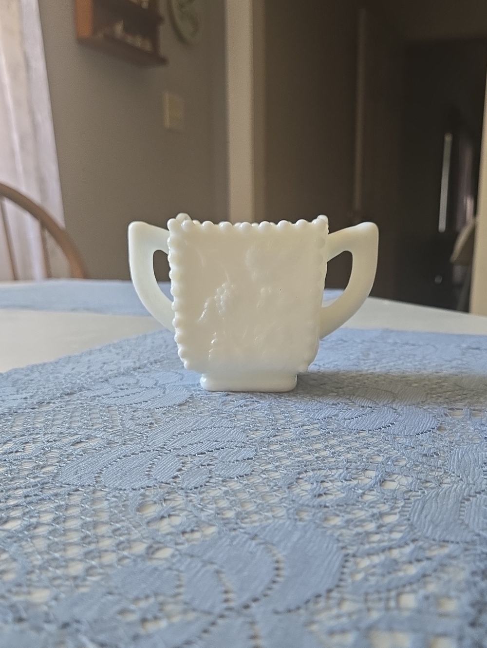 Westmoreland White Milk Glass Two-Handled Open Sugar Bowl
